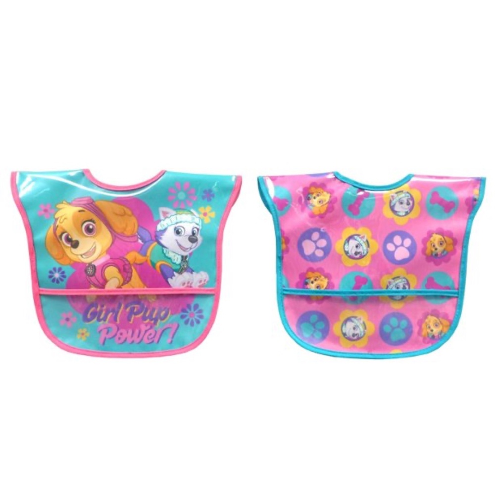 Nickelodeon Paw Patrol Water-Resistant Toddler Bib Set, Girl, 2 Pack